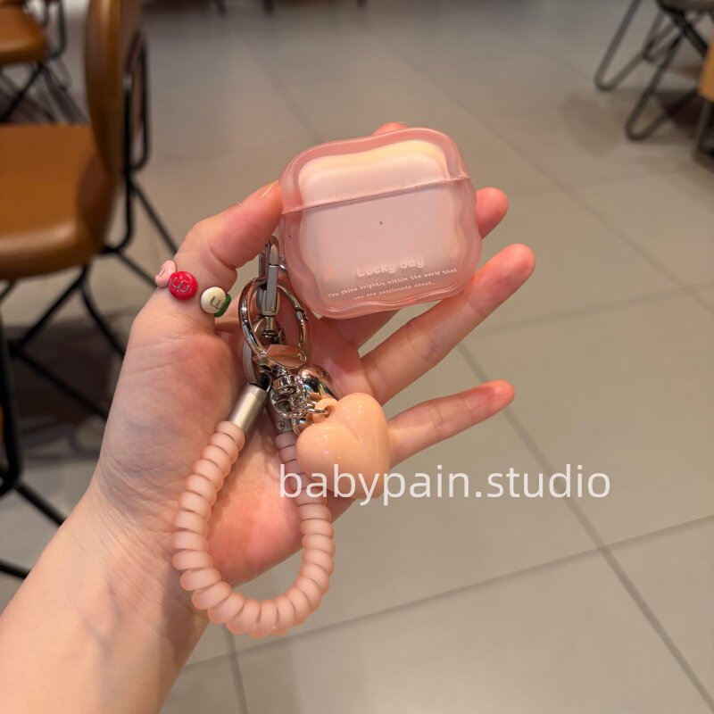 babypain少女心简约豆沙粉适用AirPods4耳机壳AirPodspro3硅胶耳机套星星挂链pro2爱心挂件airpods保护套原创