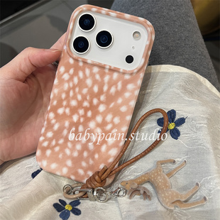 babypain 秋冬ins风可爱治愈系小鹿斑比纹适用iPhone17promax手机壳苹果16pro挂件挂绳15pro情侣14新款原创13