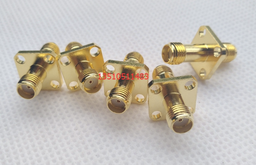 射频同轴SMA-KKF连接器SMA-KFK母转母带法兰高频转接头SMA双母头