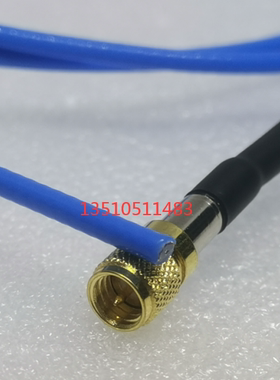 耐高温蓝色RG316D镀银10-32UNF单头传感器线 M5 L5公单边双屏蔽线