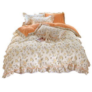 牛奶绒四件套冬季珊瑚绒全棉ab单面加绒加厚纯棉被套床单人三件套