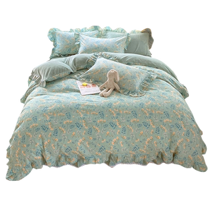 加厚牛奶绒四件套A纯棉B珊瑚绒床上用品棉加绒床裙款法兰绒4件套3