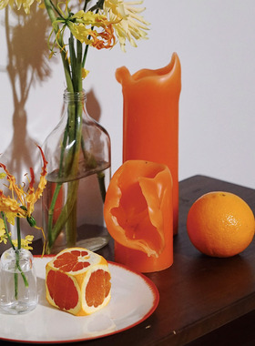 BACKYARD|艺术开花香薰蜡烛甜橙 创意送礼客厅格调小众高级感蜡烛