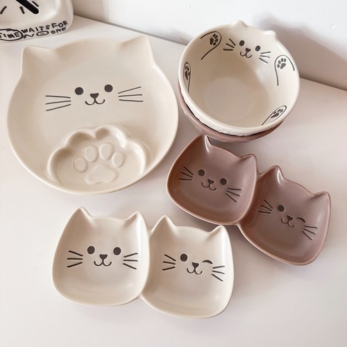 出口韩国可爱猫咪陶瓷餐具釉下彩