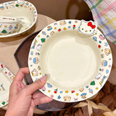 可爱KT陶瓷餐具家用米饭碗餐盘减脂一人食高颜值菜盘汤面碗礼物