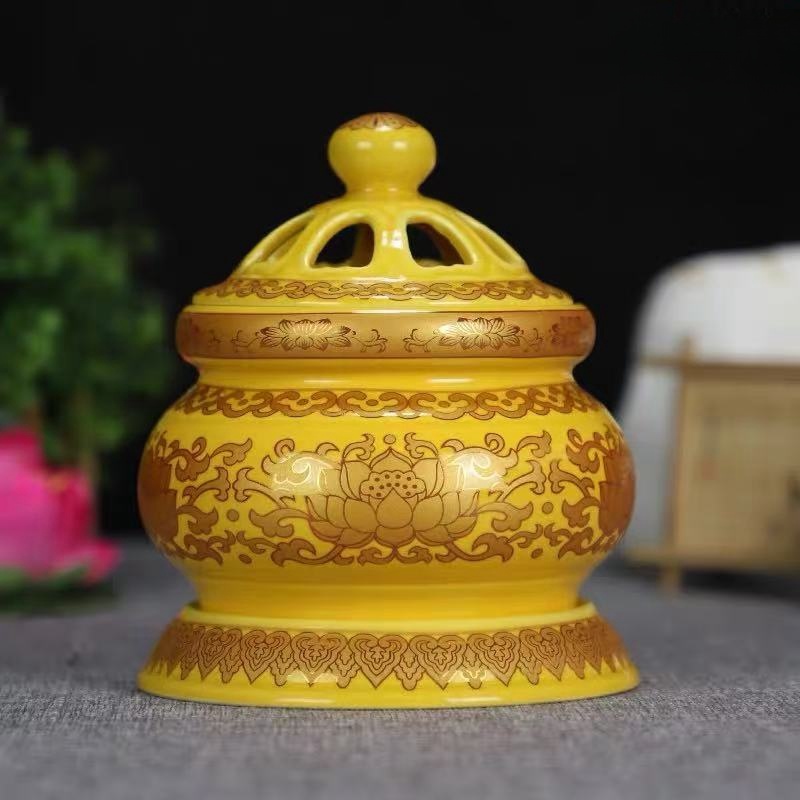 包邮佛堂用品法器佛堂供具法会摆设戒定真香托盘陶瓷纯檀木香粉盅