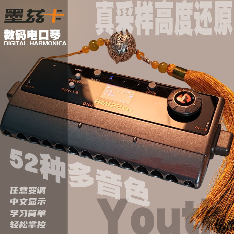 墨兹卡全新HM1220s数码电子52种音色半音阶MIDI任意变调口琴