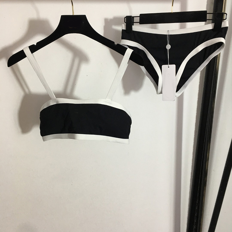 chosher分体泳衣套装定制logo金扣抹胸吊带背心+三角内裤