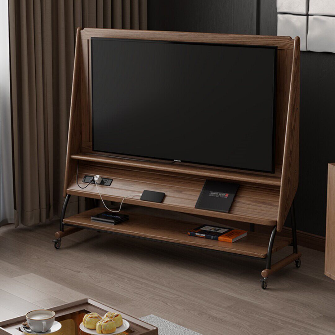 实木可移动电视机柜客厅家用小户型现代简约落地收纳储物电视支架