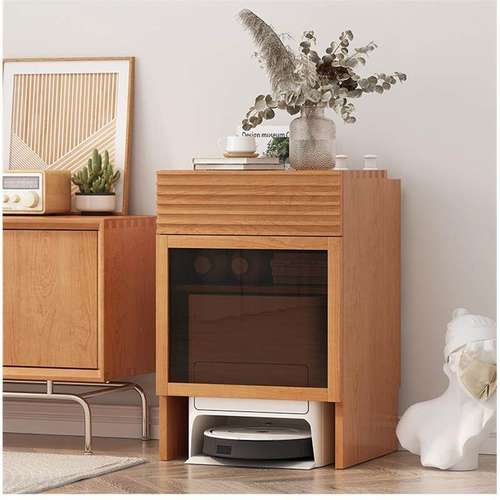 北欧实木收纳柜云鲸扫地机器人边柜简约轻奢沙发侧边柜玄关杂志柜