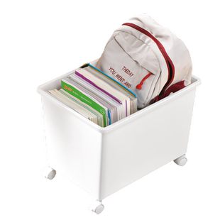 书包收纳盒带滑轮桌下整理储物箱教室书本神器书籍筐可移动置物架