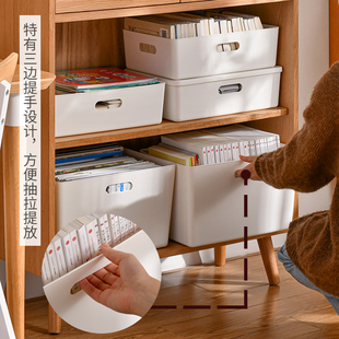 書本書籍書架桌面正方形收納盒書柜架學(xué)生兒童高中柜子整理箱帶蓋