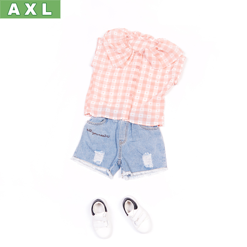 AXL女宝宝夏装格子上衣女孩翻领衬衫潮2021新款女童t恤洋气衬衣夏在类目 童装/婴儿装/亲子装, 衬衫中 - 来自Buy2taobao.com提供专业的淘宝代购服务