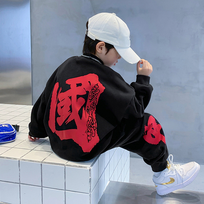 男童春秋潮牌中国风运动卫衣套装