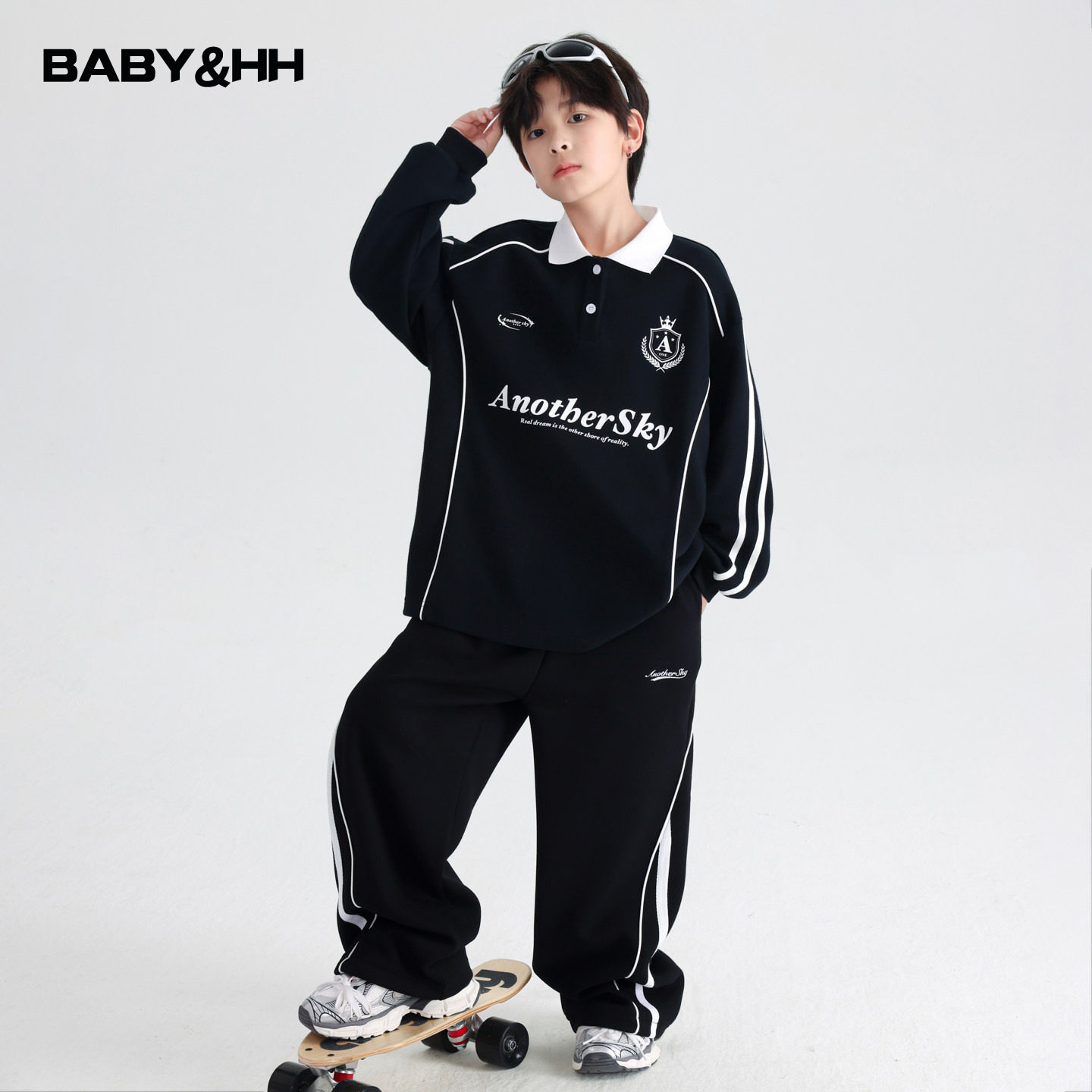 男童春装学院风运动卫衣套装2026新款青少年儿童春秋宽松两件套潮