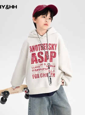 男童冬季韩范加绒连帽卫衣2025新款儿童男孩秋冬加厚运动保暖上衣