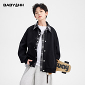 男童春秋酷帅假两件衬衫 卫衣 开衫 拼接外套2026新款 中学生儿童春季