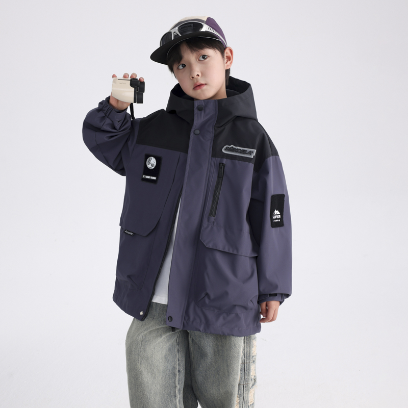 男童春秋防水户外运动冲锋衣外套