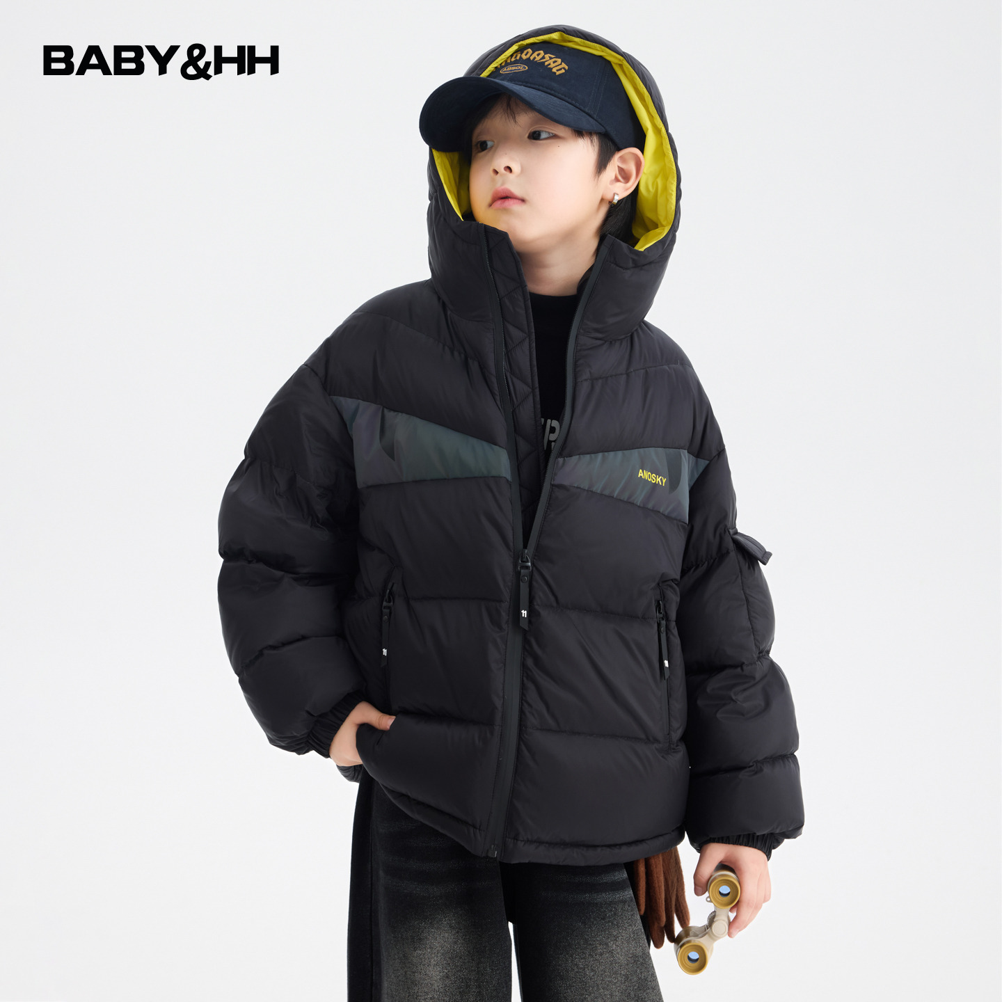 90安心绒卡通反光抗寒连帽羽绒服