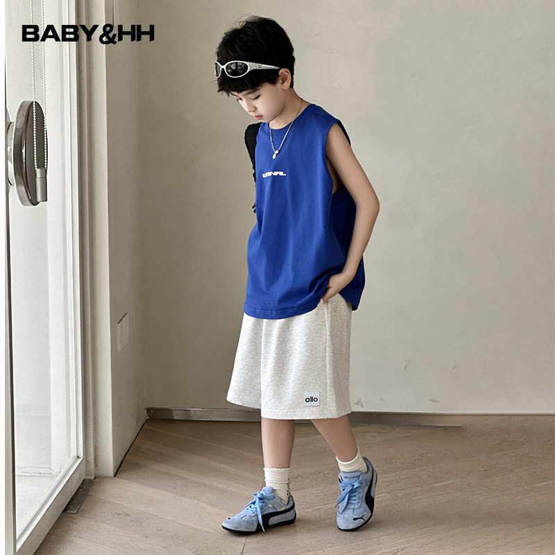 男童夏装韩范无袖背心坎肩套装2026新款青少年儿童宽松冰感衣服潮