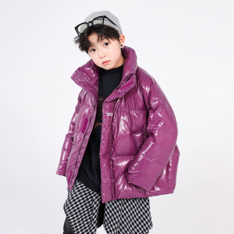 男童冬季加厚防水亮面免洗羽绒服