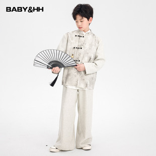 儿童男孩国风唐装 2026新款 三件套 古风日常汉服套装 男童春秋新中式