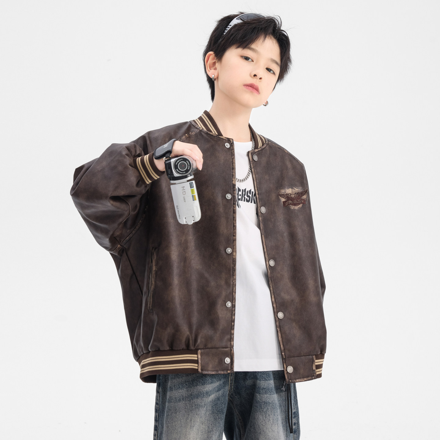 男童春秋复古风棒球服皮衣外套2026新款青少年儿童运动撞色皮夹克,童装/婴儿装/亲子装,普通外套,淘宝优惠券,粉丝福利购,淘宝优惠卷