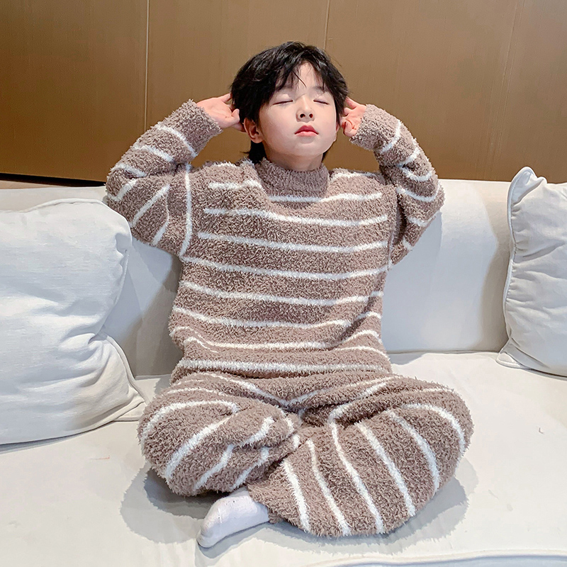 男童冬季2023新款条纹套装家居服