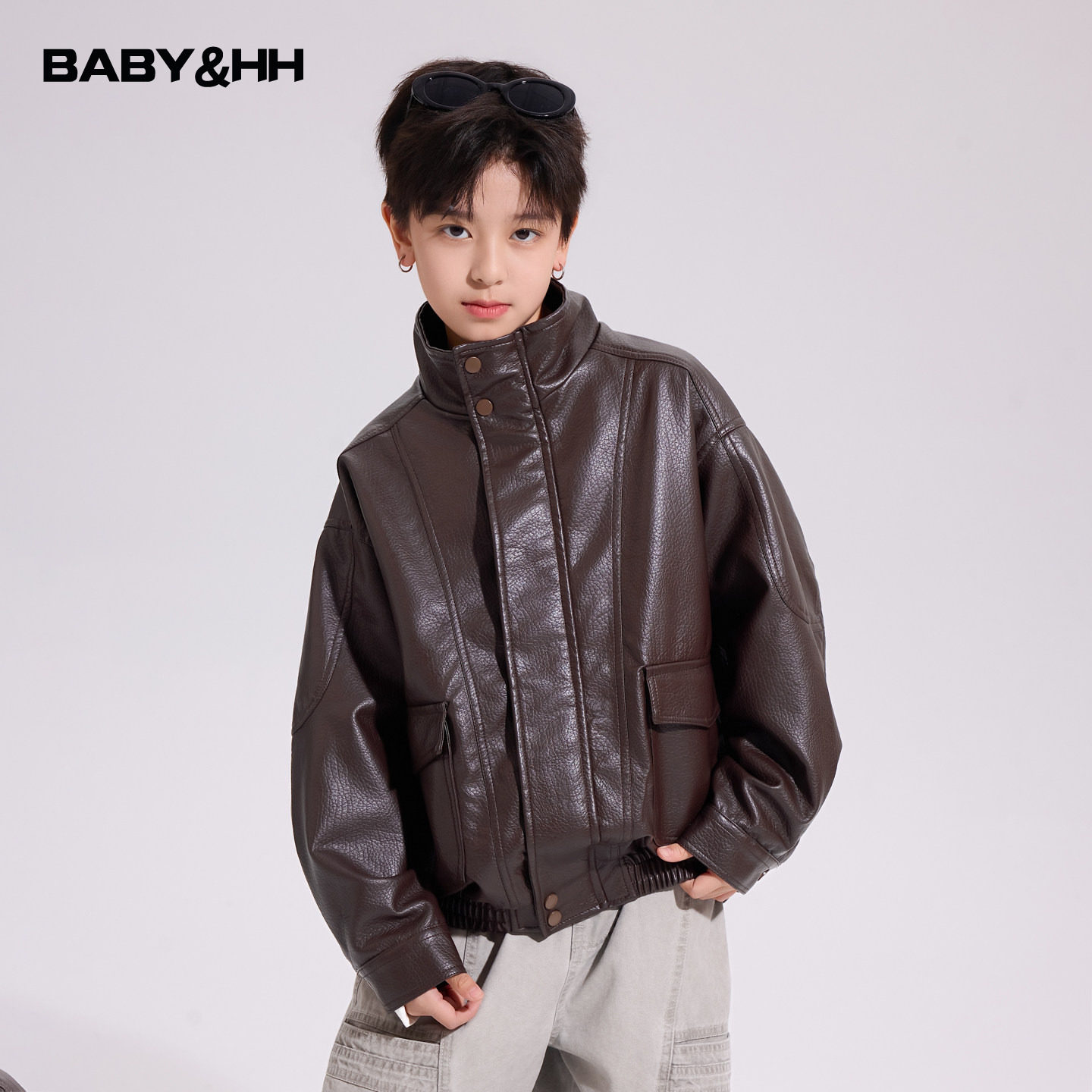 男童春秋复古立领机车风皮衣外套2026新款青少年儿童防风皮夹克潮