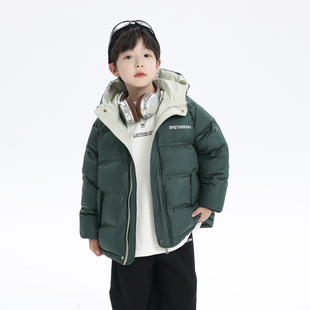 男大童冬季撞色加厚90白鸭绒羽绒服2025新款儿童男孩冬装防风外套