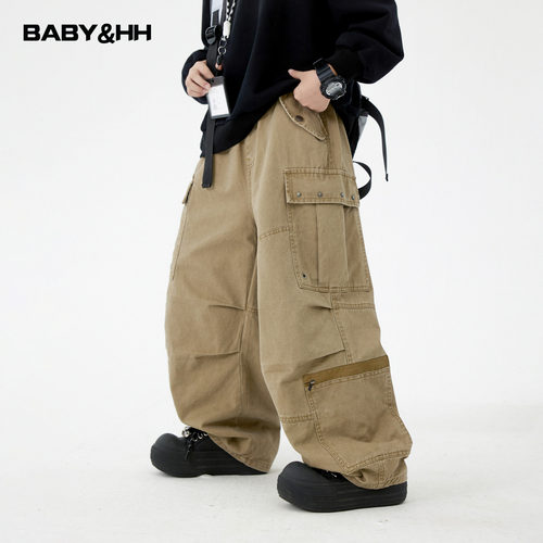 户外一体绒直筒伐木伞兵工装裤潮