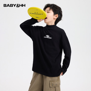 男童秋冬韩范黑色半高领德绒打底衫2025新款儿童加厚内搭长袖上衣