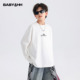 男童秋冬纯棉运动长袖 白t恤2026新款 青少年儿童保暖内搭打底上衣