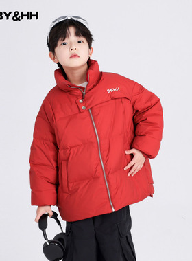 男童冬装新年红色高充绒羽绒服2026新款青少年儿童过年防寒厚外套
