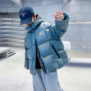 中大儿童冬装 亮面免洗羽绒服2025新款 加厚防水外套潮 短款 男童冬季