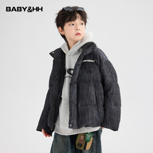 男童冬季潮酷短款立领面包羽绒服2025新款青少年儿童加厚防寒外套