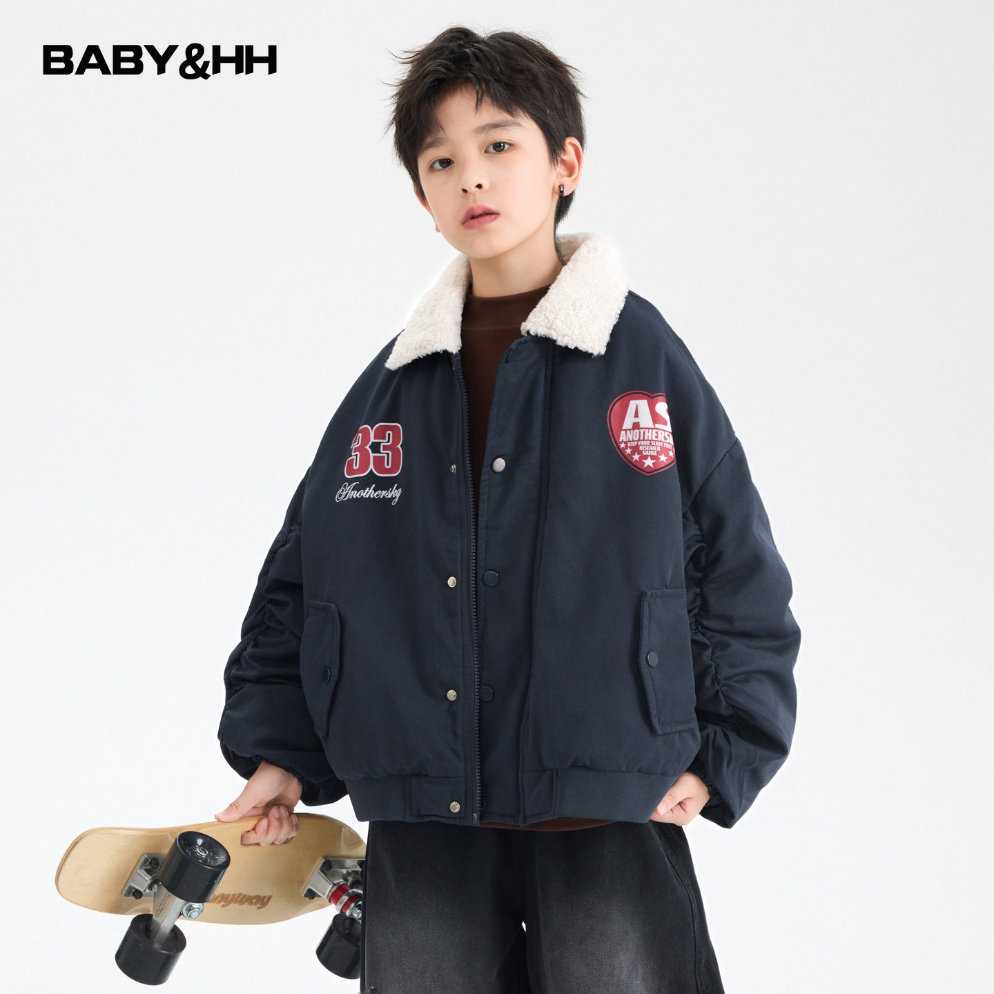 飞行员羊羔毛翻领工装派克棉服潮