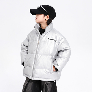 男童冬装韩系短款立领羽绒服2025新款儿童男孩冬季防寒免洗厚外套