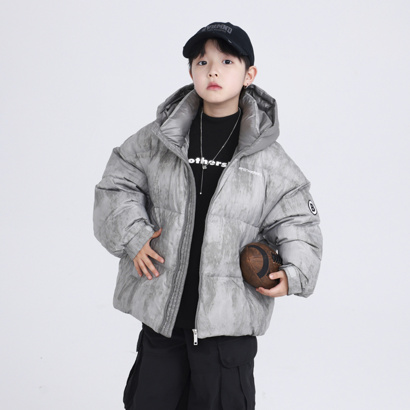 男大童冬季韩系拼接面包羽绒服2025新款儿童冬装加厚免洗极寒外套