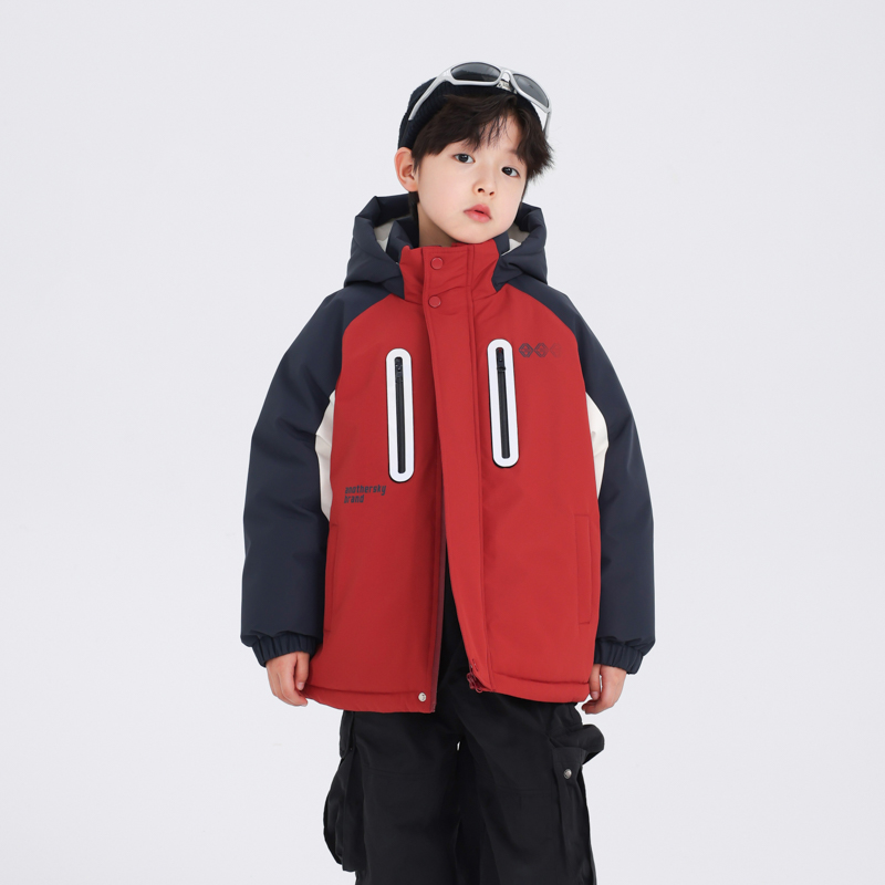 男童冬季拼接加厚冲锋衣工装羽绒服2025新款儿童冬装防寒运动外套