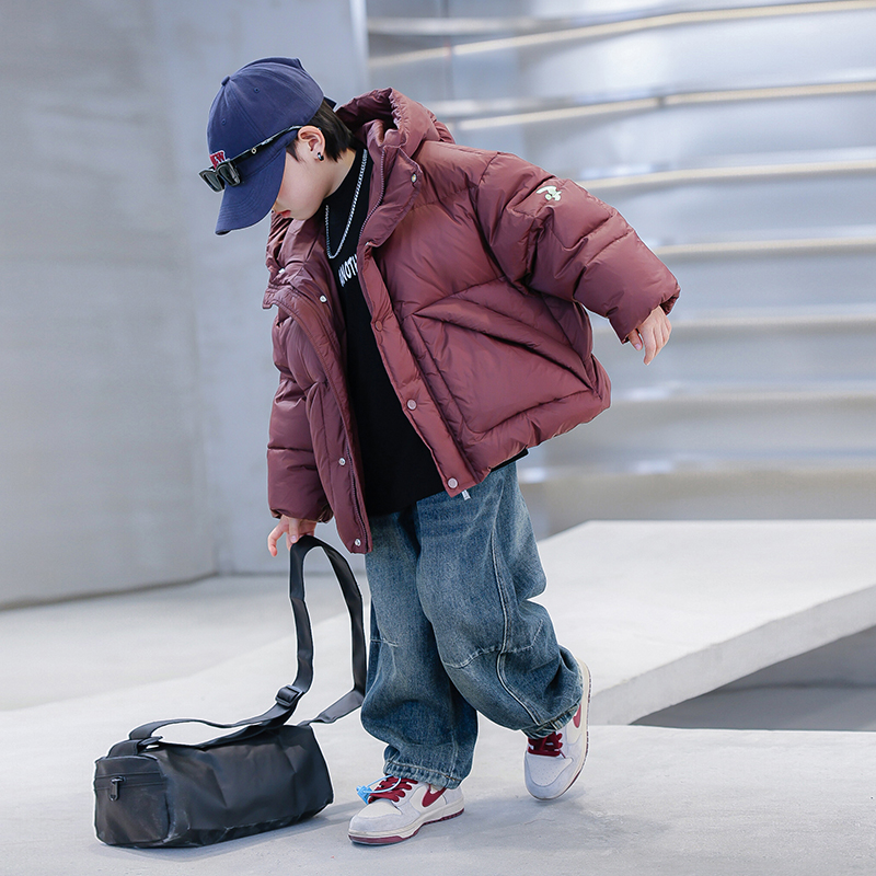 男童冬季短款加厚防寒面包羽绒服
