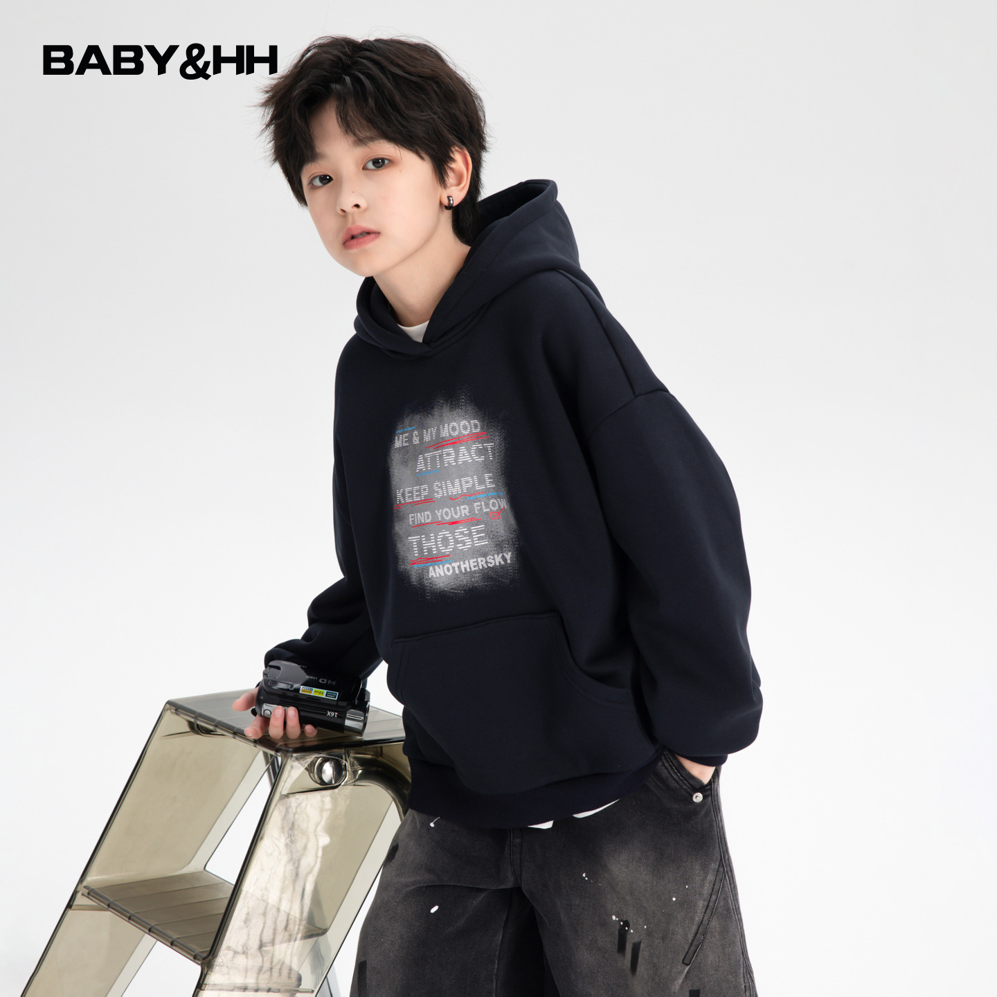 韩范一体绒运动休闲连帽宽松卫衣