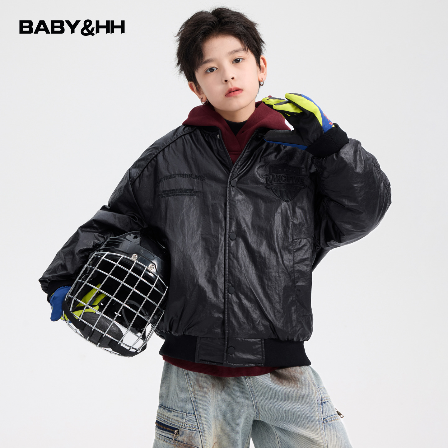 男童冬季潮酷机车风皮衣棒球棉服2025新款青少年儿童加厚免洗外套