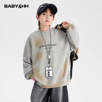 复古做旧一体绒半高领运动卫衣潮