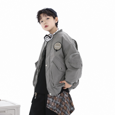 男童秋冬工装夹棉加厚棒球棉服潮