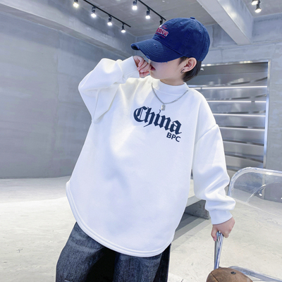 男童秋冬韩范加厚一体绒宽松卫衣