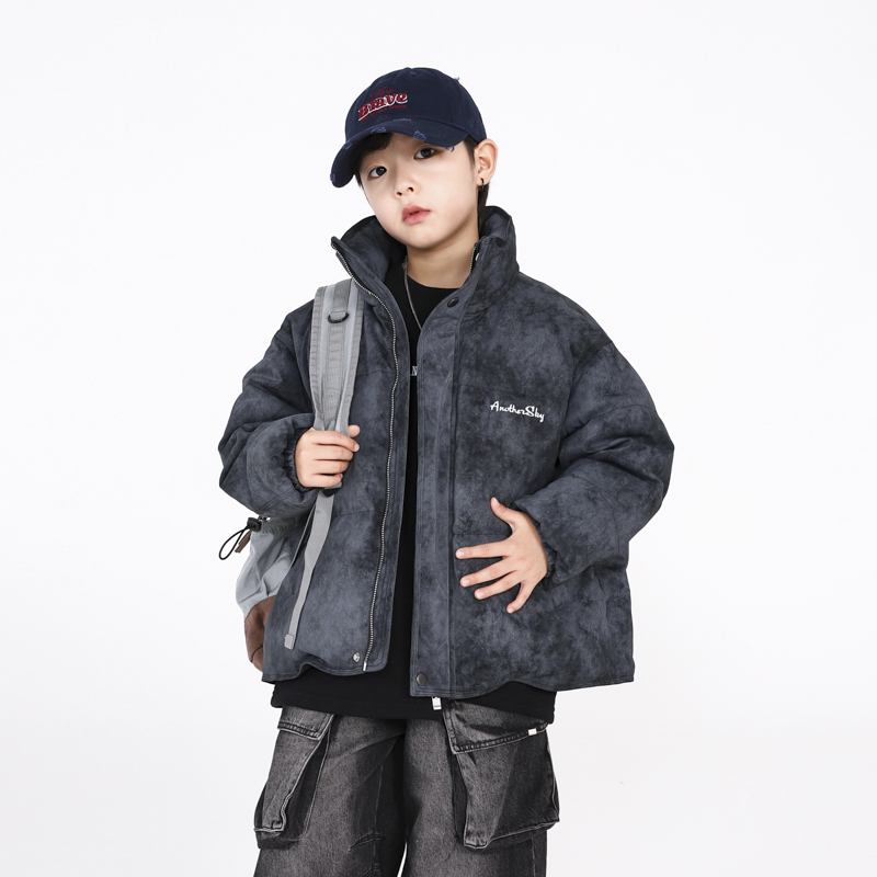 男童冬季加厚三防皮衣立领羽绒服