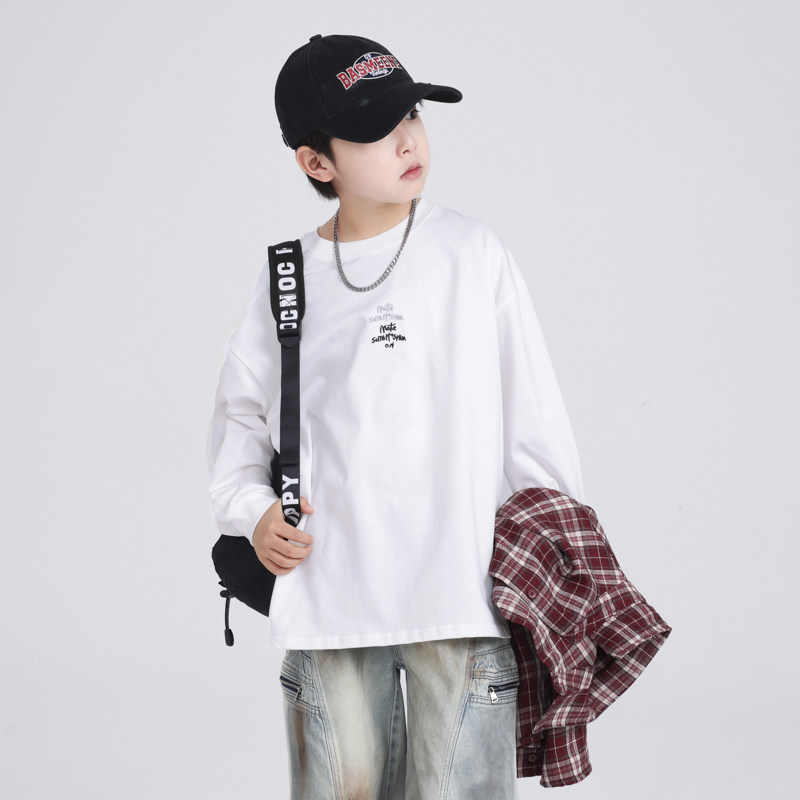 男大童春秋韩系白色长袖宽松T恤2026新款儿童男孩春季打底衫上衣,童装/婴儿装/亲子装,T恤,淘宝优惠券,粉丝福利购,淘宝优惠卷