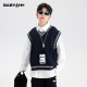 男童秋冬学院风加厚V领马甲毛衣2026新款 儿童中学生针织背心上衣