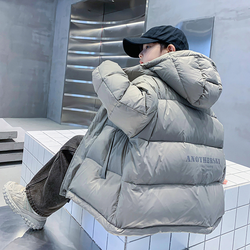 男童冬季加厚短款面包防水羽绒服
